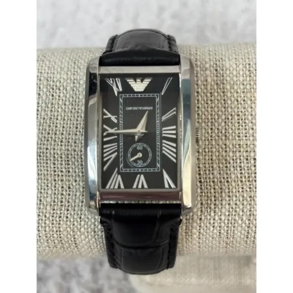 Emporio Armani Unisex Black Silver Tank Watch AR 1636 #67816